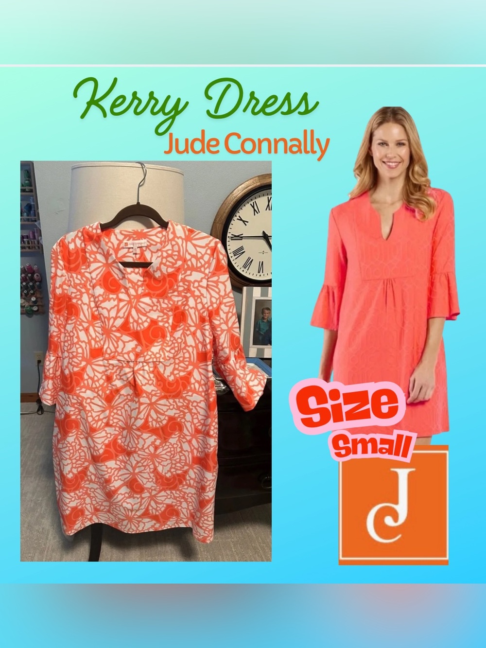 Jude Connally orange and White Floral Dress, size small, New